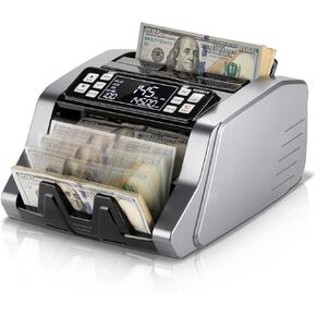 MUNBYN IMC20 Money Counter Machine with Value Count, UV/MG/IR/MT Counterfeit Detection for Dollar/Euro Bill Counter, Add/Batch/Value Mode Cash Counter, LED External Display, 2Y Protection