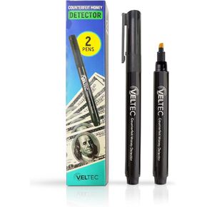 Counterfeit Money Bill Detector Pen – Easy to Use and Reliable Universal Currency Fake Bill Checker for Personal & Commercial Use – Ensures Authenticity and Prevents Fraud (2 Pack)