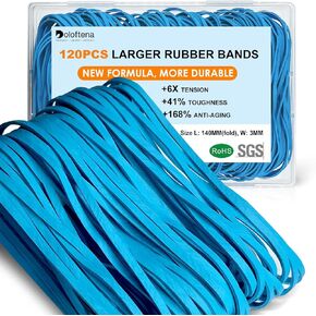 120pcs Large Rubber Bands, Long Heavy Duty Rubber Bands Bulk, Upgrade Strong Rubber Bands, Advantage Big Elastic Band for School Home Kitchen Office Supplies Trash Cans File Folders Bands
