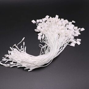 LGEGE 300Pcs 7-inch White Hang Tag Nylon String Snap Lock Pin Loop Fasteners Hook Ties