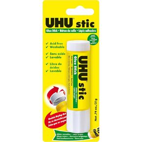 UHU stic, Glue Stick Solvent Free, Washable, Screw on Cap, for School, Crafts, Scrapbooking 1 x 21g Blister, White