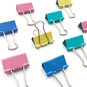 Medium Binder Clips, 25pcs 1.25 Inch Binder Clips Set in Vibrant Colors, Quality Tempered Steel Paper Clips for Office, Home, School, Crafts, Office Supplies Paper Clamps