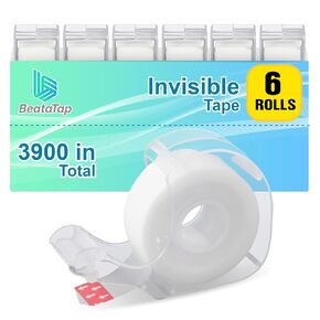 Gift-Wrap, Clear Tape, for Office, Wrapping Paper, Christmas,Matte Finish,3/4 in x 650 in, Dispensered, 60 Packs