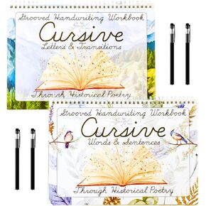 Grooved Cursive Handwriting Workbook by Graceful By Design - Magic Reusable Grooved Handwriting Practice for Kids and Cursive Workbook for Kids Ages 8-12
