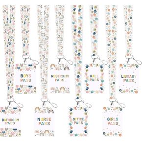 Hall Pass Lanyards for Classroom: 6 Pcs Hall Passes Unbreakable Wooden for Classroom, Hall, Bathroom, Library, Office School Must Have Supplies