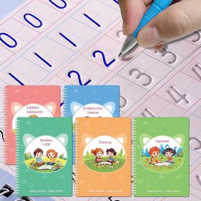 Reusable Grooved Handwriting Workbooks,Magic Copybook,Magic Writing Practice copy books, to help children improve their handwriting ink Practice Age 3-8 ​Calligraphy for kids(Animal edition)