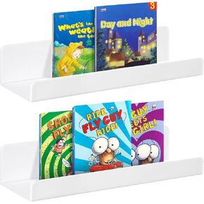 2pcs Magnetic Book Shelf for Whiteboard - Magnetic Shelves for Classroom, Magnetic Shelf Magnetic Book Holder for Whiteboard, Acrylic Book Display Shelf for Teacher Kids