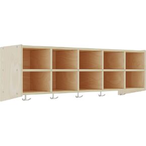 ECR4Kids Streamline 10-Section Hanging Coat Locker, Cubby Storage, Natural