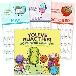 T MARIE Punny Wall Calendar - Monthly 12" x 12" Motivational Calendar with 365 Days of Cartoons and Encouraging Puns - Extra Large Grid for Appointments and Scheduling Planner - Funny Gifts and Office Organizer for Women and Men