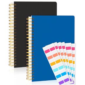 Spiral Notebooks 8.5x11 Large Lined Journal Notebook 150 Sheets/ 300 Pages Waterproof Cover A4 College Ruled for Work Note Taking School Office Supplies 2 Pack (Black Blue)