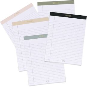 ZICOTO Aesthetic Note Pads Set Of 5 - Quality 5x8 inch Lined Legal Pads For Women Or Men - The Perfect Writing Notepads and Office Desk Supplies to Easily Organize Your To-Do Lists