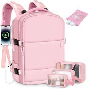 Carry on Backpack,Extra Large Travel Backpack for Men & Women,With USB Charging Port,Includes Toiletry Bag and Shoe Pouch