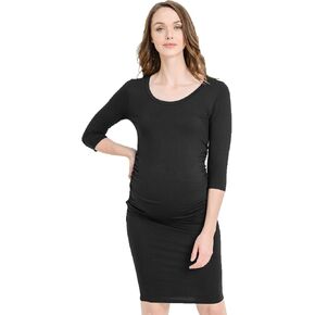 LaClef Women's Ruched Bodycon Basic Maternity Dress in Kuwait
