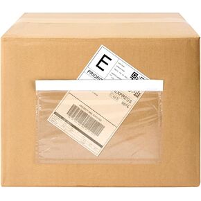 60 Pack Shipping Label Sleeves, 7.5" x 5.5" Packing Slip Pouches, Clear Adhesive Packing List Envelopes