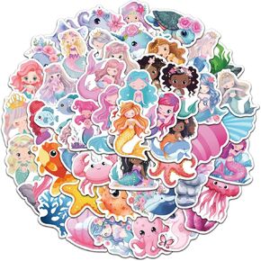 100PCS Cute Mermaid Stickers for Kids Girls Vinyl Cartoon Mermaid Stickers for Water Bottles Waterproof Kawaii Mermaid Stickers Decals for Laptop Scrapbooking Journaling Hydroflask
