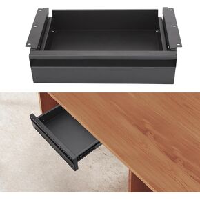 Under Desk Drawer For Desk 13.8 * 8.8 * 3.5 in, Pull out Drawer for Desk Carbon Steel Hidden Desk Drawer