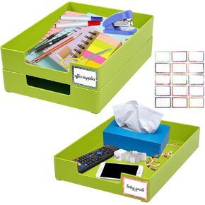 3 Pack Desk Letter Tray, Plastic Stackable File Document Organizer Book Stationery Storage Rack Office Desktop File Paper Holder Anti-Skid Stacking File Support for Office Home School