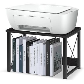 ELITEROO Desktop Printer Stand with Storage, Printer Table Stand Small Desk Shelves Organzier for Home/Office, Multi-Purpose Heavy Duty Printer Riser for Fax Machine Copier Scanner Printer (Black)
