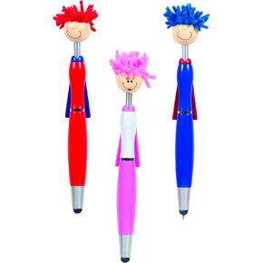 Raymond Geddes Super Hero Stylus & Ballpoint Pen Set With MOP Pencil Toppers (Pack of 18)