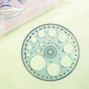 White Full Circle Template Plastic Round Protractor 360 Degree for Painting Drawing Drafting Tool 16 Circular Sizes，Protractors, Technical Drawing Supplies