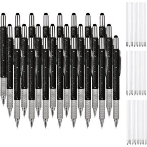 24 Pcs Multitool Pen and 24 Ink Refills for 6 in 1 Multitool Tech Gift Pen Tool Pen Gadget Screwdriver
