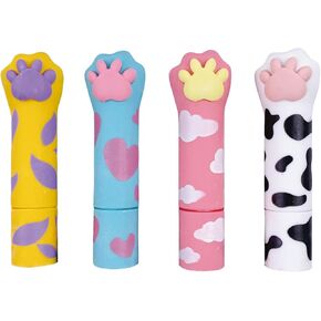 4 Pcs Cute Paw Eraser Cartoon Eraser Kawaii Eraser Lipstick Style Design Erasers for School Kids Girl Women Erasers (4Pcs Paw)