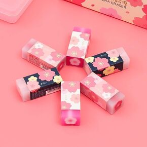 3Pcs Pink Lovely Cherry Blossoms Rubber Erasers Petal Sketch Painting Pencil Correction Tool Japanese Atationery Supplies School Office Stationery Supply Standard Pencil Erasers,Cube Erasers