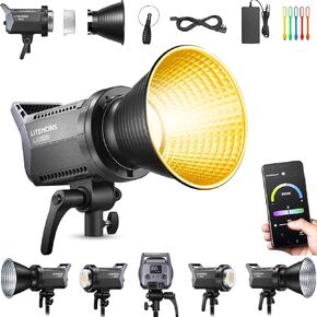 Godox Litemons LA150D 190W Daylight LED Video Light, 5600K CRI 96+ TLCI 97+,101000lux@1m, 8 FX Light Effects, APP Control, Bowens Mount Continuous Lighting for Studio Shooting, Portrait