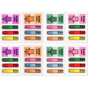 800pcs/8 Packs Sign Here Stickers, Sign Here Page Tabs Arrow Labels Stickers Adhesive Sign Here Note Book Flags Sticky Signature Tabs for Documents Notebooks Home Office School Supplies (Orange 2)