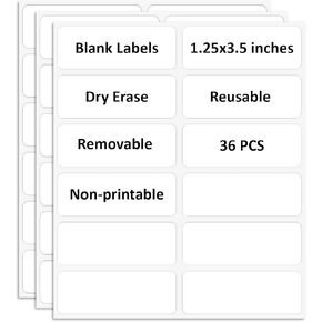 SVNOOC Multi-Use Removable Labels, Dry Erase Labels Stickers, White, Non-Printable, Blank Labels, Reusable Sticky Notes (2x4 inches)