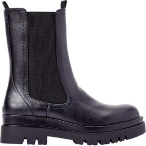 JustFab Saydey Cold Weather Chelsea Boots for Women - Chunky Heeled Boots, Faux Leather Lug Sole Boots, Boots for Women, Chelsea Booties for Women