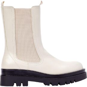 JustFab Saydey Cold Weather Chelsea Boots for Women - Chunky Heeled Boots, Faux Leather Lug Sole Boots, Boots for Women, Chelsea Booties for Women