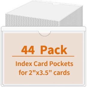 44 Pack Adhesive Pockets, Bin Labels for Storage Bins, Clear Label Holder, Index Card Holder 3x5 Inch, Plastic Storage Tote Labels for Organizing Bins Box Drawer
