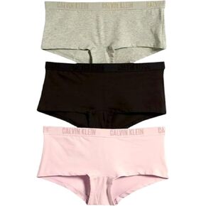 Calvin Klein Women's Monochrome Cotton Boyshort 3 Pack (US, Alpha, Medium, Regular, Regular, Heather_Charcoal(qp2873-908)/B)