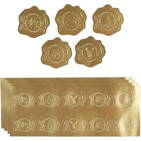 300 Pieces Embossed Gold Foil Stickers Gold Stickers with Heart and Garland Pattern for Envelopes, Wedding Invitations, Christmas Greeting Cards Envelopes (Heart-Love)