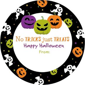 Happy Halloween Stickers 60PCS Halloween Party Favor Stickers 2 Inch Halloween Design Name Tags Stickers Halloween Label Stickers for Gift Bags, Envelope Seals, Halloween Party Decoration (Pumpkin)
