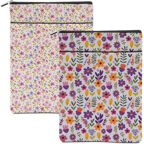 2 Pieces Book Sleeve Cute Flower Botanical Floral Book Accessories Washable Book Covers for Hardcover Reading Accessories for Book Lovers Book Club Gifts for Women Girls Sister Wife Librarian