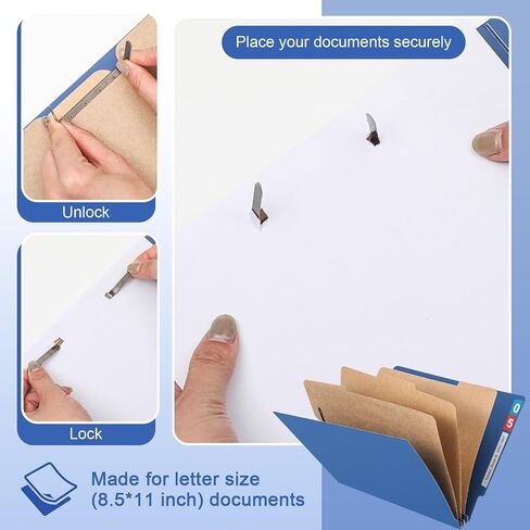24 Pcs End Tab File Folder with Fasteners 3 Dividers Classification Folders Bulk, 8.5 x 11 Inch Letter Size with 3.5 Inch Expansion for Office Classroom Paper Files Organization, Dark Blue in Saudi Arabia