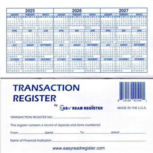 Checkbook Registers, 25-26-27 Calendars, Made in USA (12) in Saudi Arabia