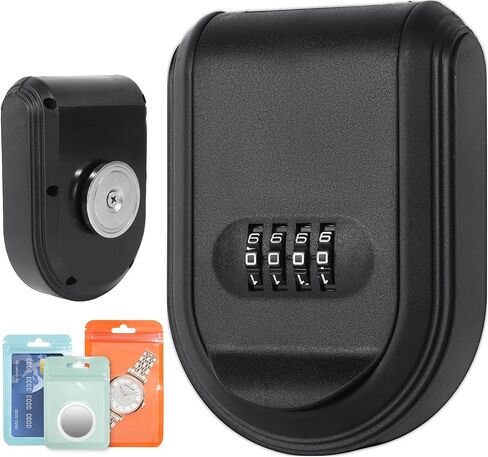 Magnetic Key Holder with Combination Lock Hidden Under Car, Hide Key Lock Box with Strong Magnet for Storage Key Indoors, Outdoors, Hider A Key Outside (Black) in Saudi Arabia