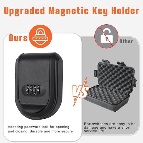 Magnetic Key Holder with Combination Lock Hidden Under Car, Hide Key Lock Box with Strong Magnet for Storage Key Indoors, Outdoors, Hider A Key Outside (Black) in Saudi Arabia