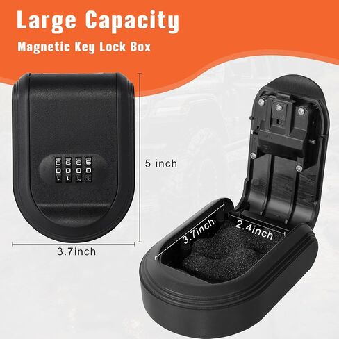 Magnetic Key Holder with Combination Lock Hidden Under Car, Hide Key Lock Box with Strong Magnet for Storage Key Indoors, Outdoors, Hider A Key Outside (Black) in Saudi Arabia