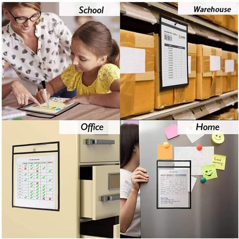 10 Pack Job Ticket Holders, 10x13.5 Inches, Heavy Dry Erase Pockets, Oversized Reusable Plastic Sleeves, Clear Shop Ticket Holders, Teacher Supplies for Classroom. in Saudi Arabia