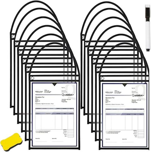 50 Pack Job Ticket Holders Shop Ticket Holders Work Order Holder Pockets 9 x 12 Dry Erase Pockets Work Ticket Holder Work Order Plastic Sleeves with Hanging Strap Both Sides Clear in Saudi Arabia