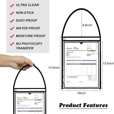 50 Pack Job Ticket Holders Shop Ticket Holders Work Order Holder Pockets 9 x 12 Dry Erase Pockets Work Ticket Holder Work Order Plastic Sleeves with Hanging Strap Both Sides Clear in Saudi Arabia