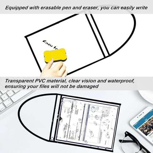 50 Pack Job Ticket Holders Shop Ticket Holders Work Order Holder Pockets 9 x 12 Dry Erase Pockets Work Ticket Holder Work Order Plastic Sleeves with Hanging Strap Both Sides Clear in Saudi Arabia