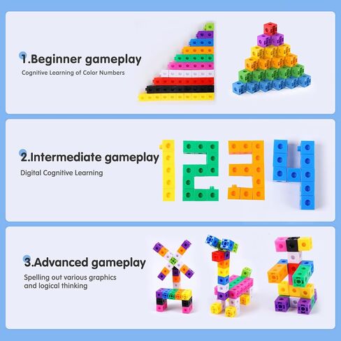 Math Linking Cubes with Box 301PCS, Preschool Math Manipulative, Kids Counting Blocks Play Set, Suitable for Learning Educational Supplies in Kindergarten. Great Gift for Boys & Girls (1) in Kuwait