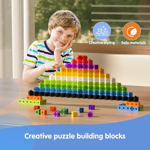 Math Linking Cubes with Box 301PCS, Preschool Math Manipulative, Kids Counting Blocks Play Set, Suitable for Learning Educational Supplies in Kindergarten. Great Gift for Boys & Girls (1) in Kuwait
