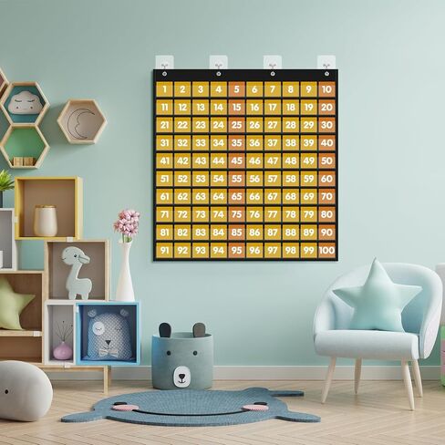 Black Hundreds Pocket Charts for Classroom with 120 Double-Sided Number Cards, Number 1-100 Pocket Chart for Kids Teacher and Classroom Must Have Supplies in Saudi Arabia
