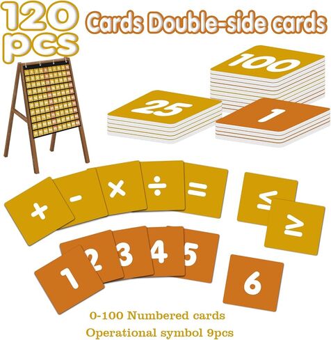 Black Hundreds Pocket Charts for Classroom with 120 Double-Sided Number Cards, Number 1-100 Pocket Chart for Kids Teacher and Classroom Must Have Supplies in Saudi Arabia